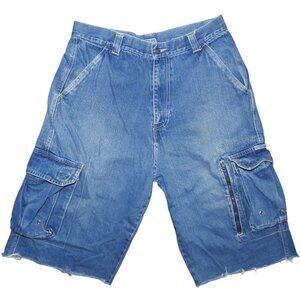 Vintage Y2K MACHINE Denim Blue Jeans Shorts Jorts Skater Cargo Size 34